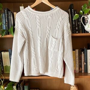 VINTAGE. White cotton crewneck fisherman’s sweater.